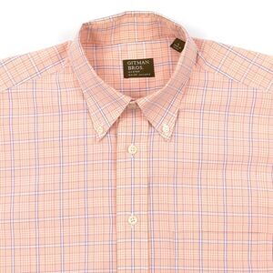 Gitman Bros Shirt Large Orange Button Down Colorful Plaid Long Sleeve Men